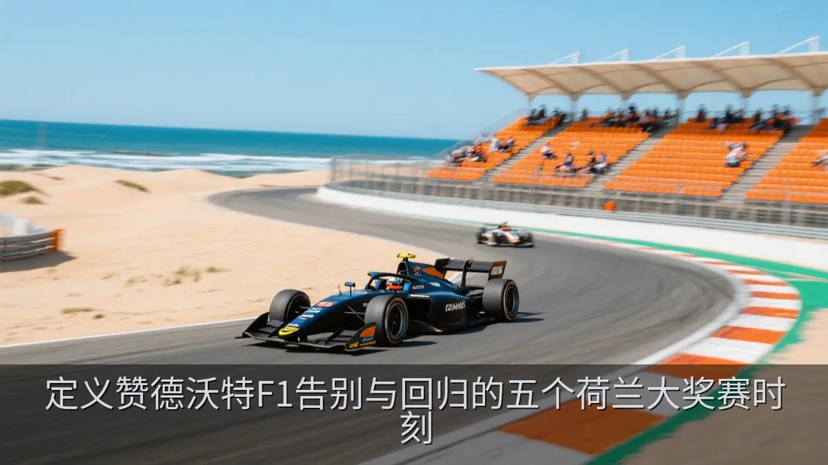 现代开放式方程式赛车在沙丘旁的赛道上高速过弯